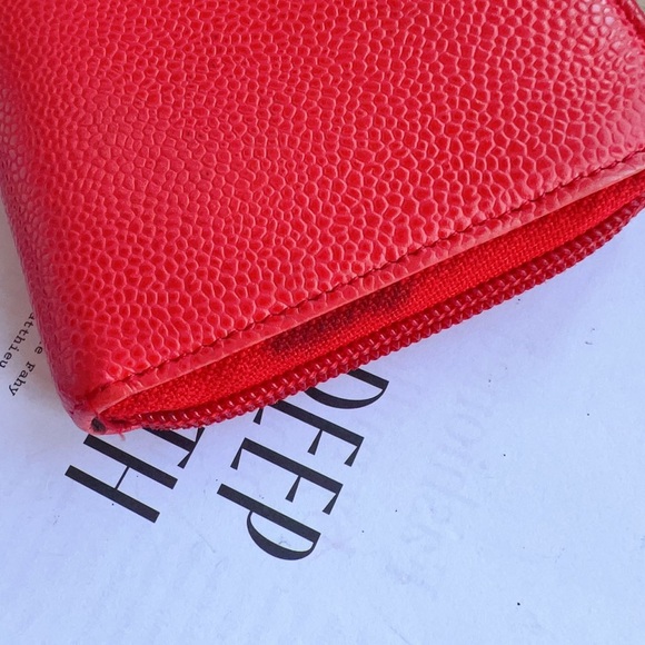 Chanel Caviar Interlocking CC Logo Timeless Continental Wallet Red - Picture 6 of 7